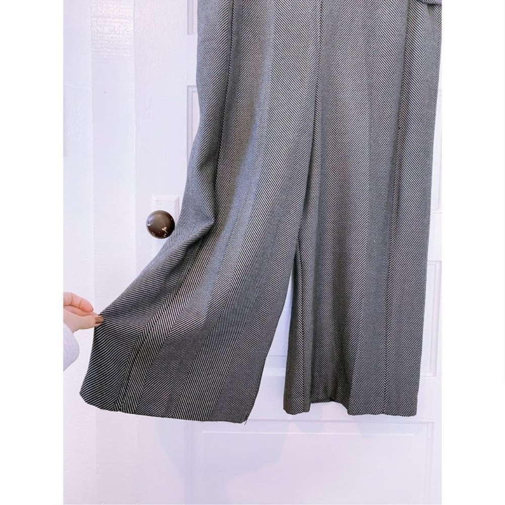 Anthropologie Cartonnier Wide Leg Black/Gray  Tweed Herring Bone Jumpsuit SZ M - Picture 7 of 11